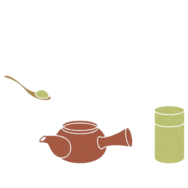 Adding green tea to teapot